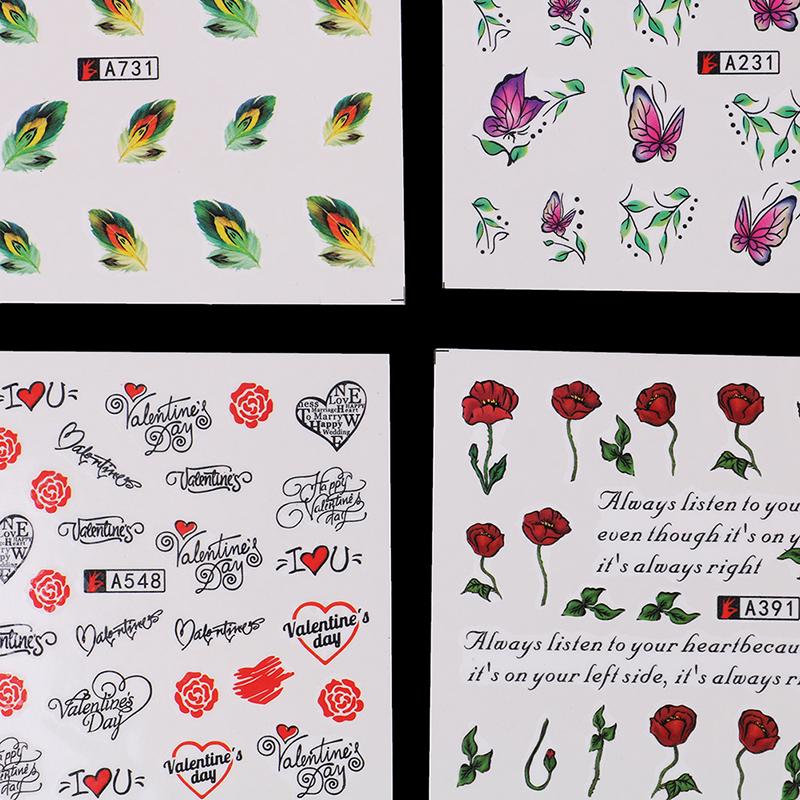 3D наклейки для дизайна ногтей, 50 листов, цветочные наклейки, советы по украшению маникюра