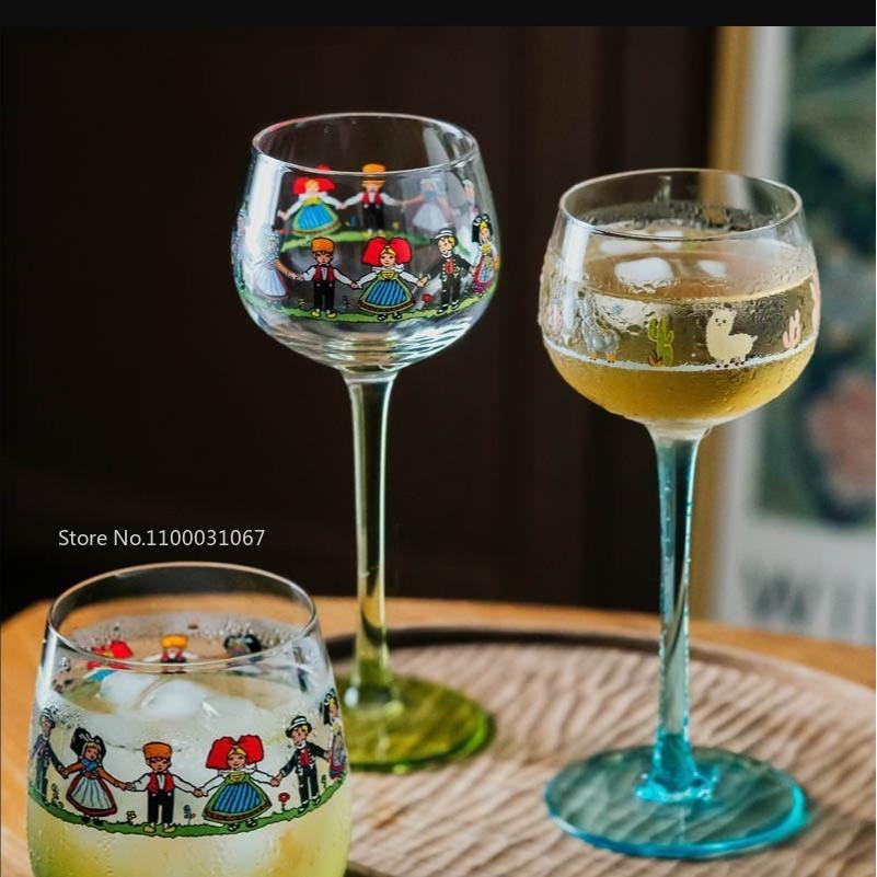 2 шт. Винтажные стеклянные высокие чашки INS Знаменитые бокалы для шампанского Домашние высокоэстетичные бокалы для питья Ресторанные бокалы для красного вина