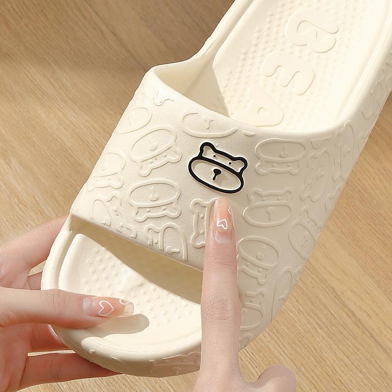 Outdoors Summer Women Men Flat Thick Platform Slippers Non-Slip Cartoon Home Bath Sandals Beach Slides Couples Ladies Shoes