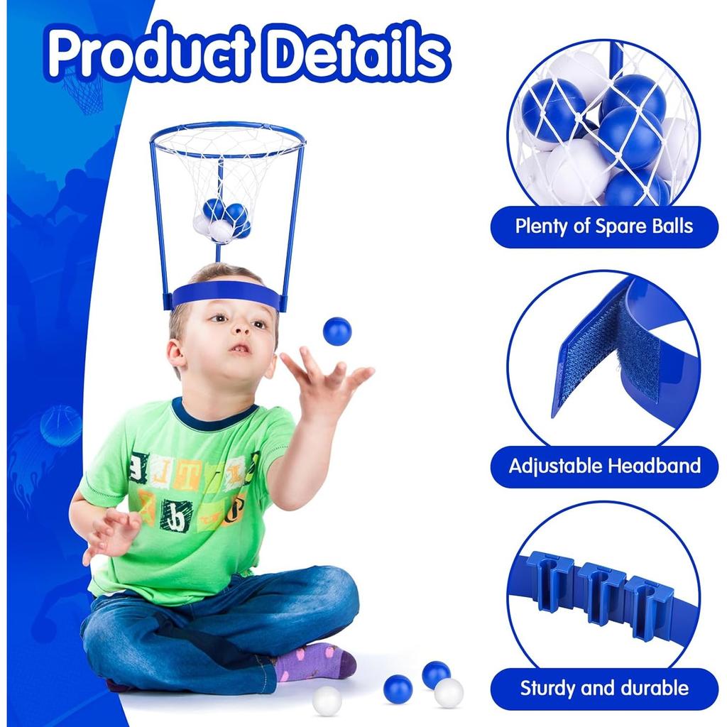 2 комплекта баскетбольных колец для вечеринок для детей и взрослых, регулируемая повязка на голову с 20 мячами, забавный подарок на день рождения