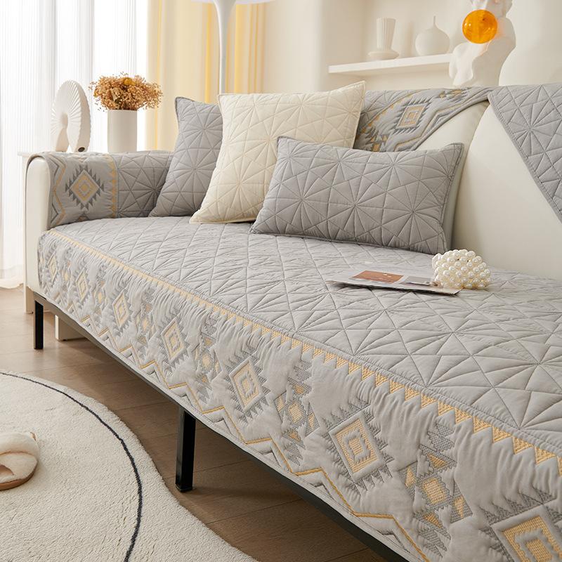 Sofa Cushion Fabric Ethnic Style Four Seasons Non-Slip Cotton Simple Modern Universal Backrest Towel Cover Thickened