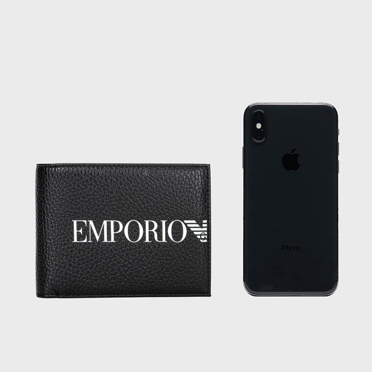 Emporio Armani Простой Логотип Повседневный Портативный Кожаный Кошелек Мужской кошелек Черный EM003591-AF19355-UC001