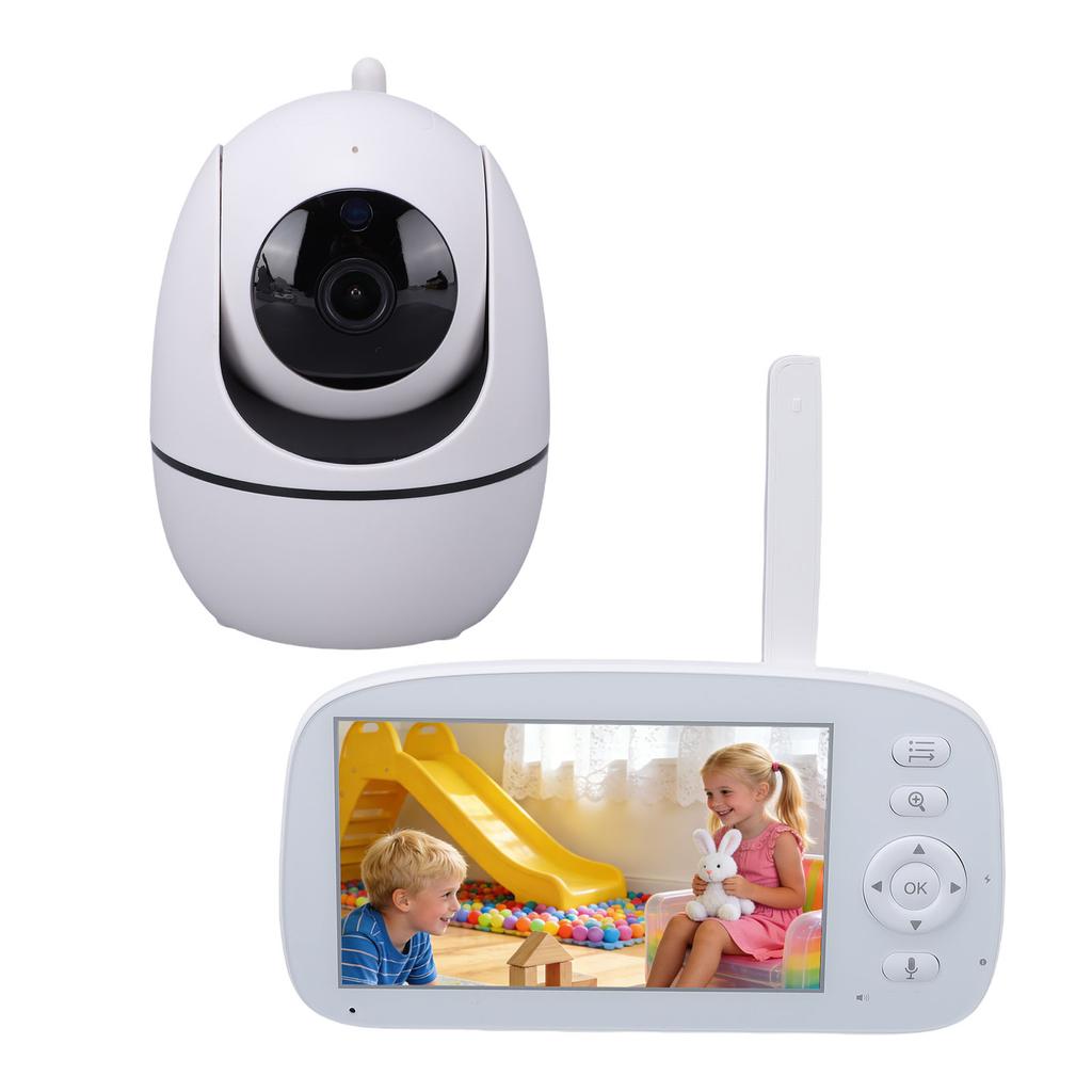 Радионяня без Wi-Fi с камерой и аудио, 5-дюймовый ЖК-экран 720P, 360 градусов панорамирование и наклон, 2-кратное увеличение, ночное видение