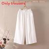 Casual Cotton Linen Wide Leg Pants For Women With Elastic Waist And Pockets For Summer Comfort