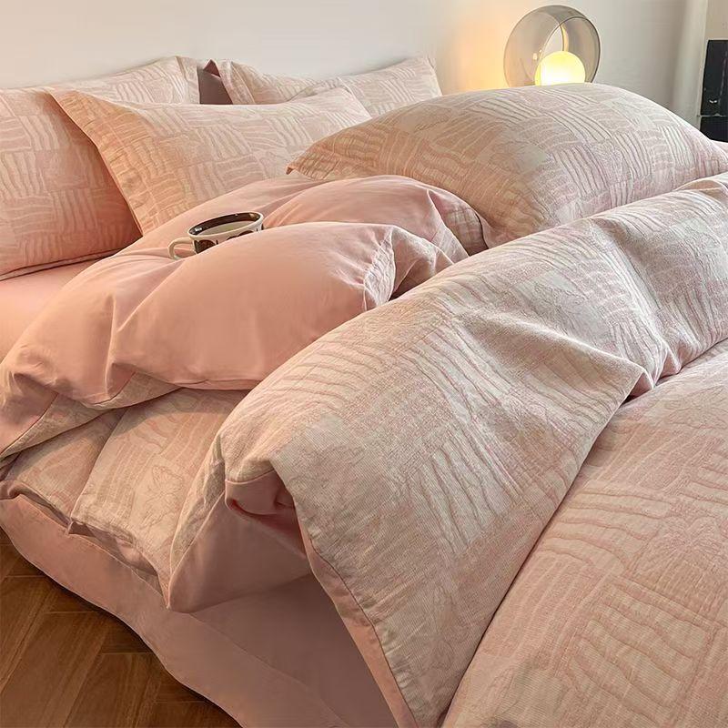 Постельное белье из чистого хлопка с начесом - Полный комплект из четырех предметов, включая простыни и наволочки из 100% хлопка - Трехкомпонентный комплект постельного белья