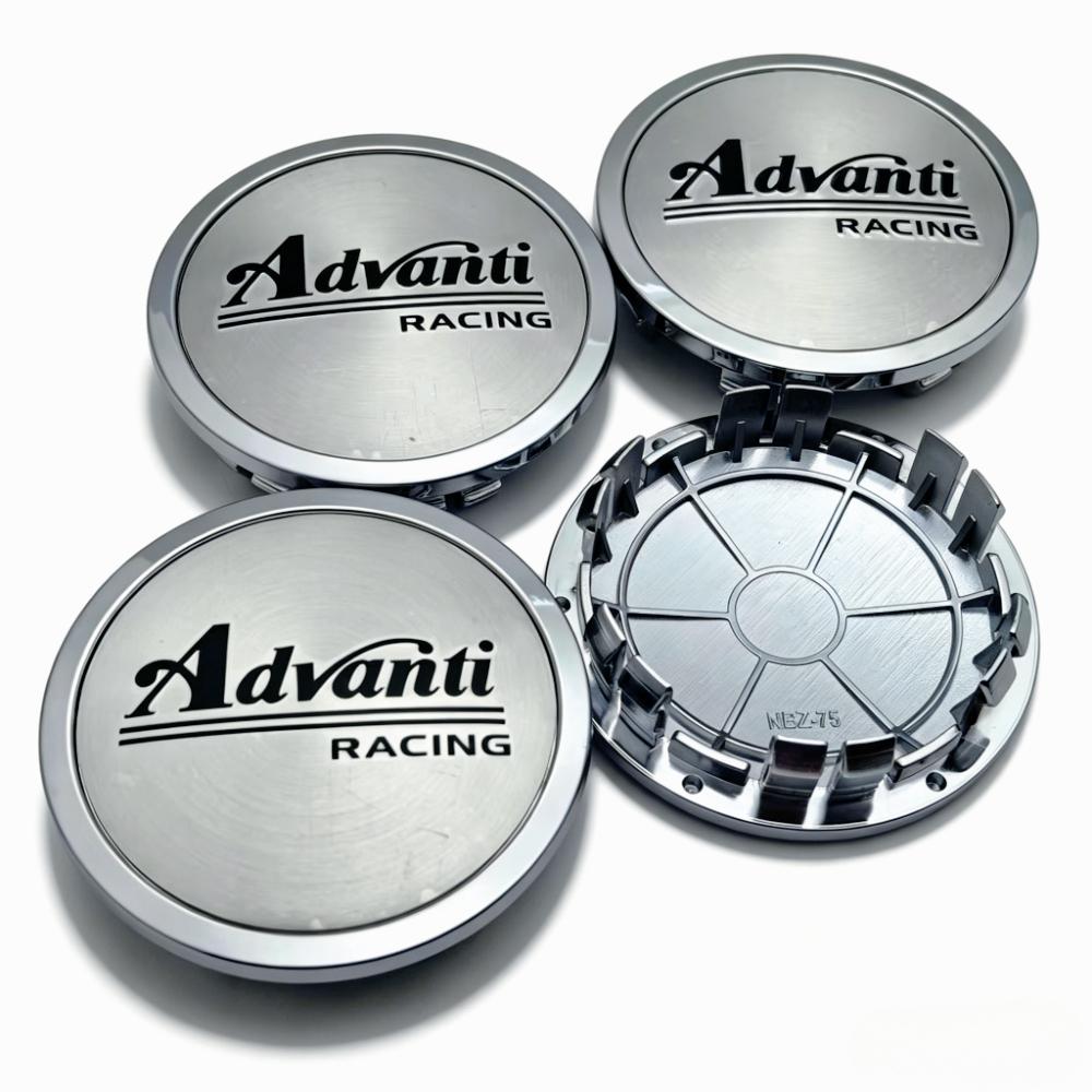 4pcs Advanti Racing Logo Badge Car Wheel Center Caps 75MM Clips 65MM Rim Hubcaps Dust Cover Wheels Hub Dust Cap Car Accessories