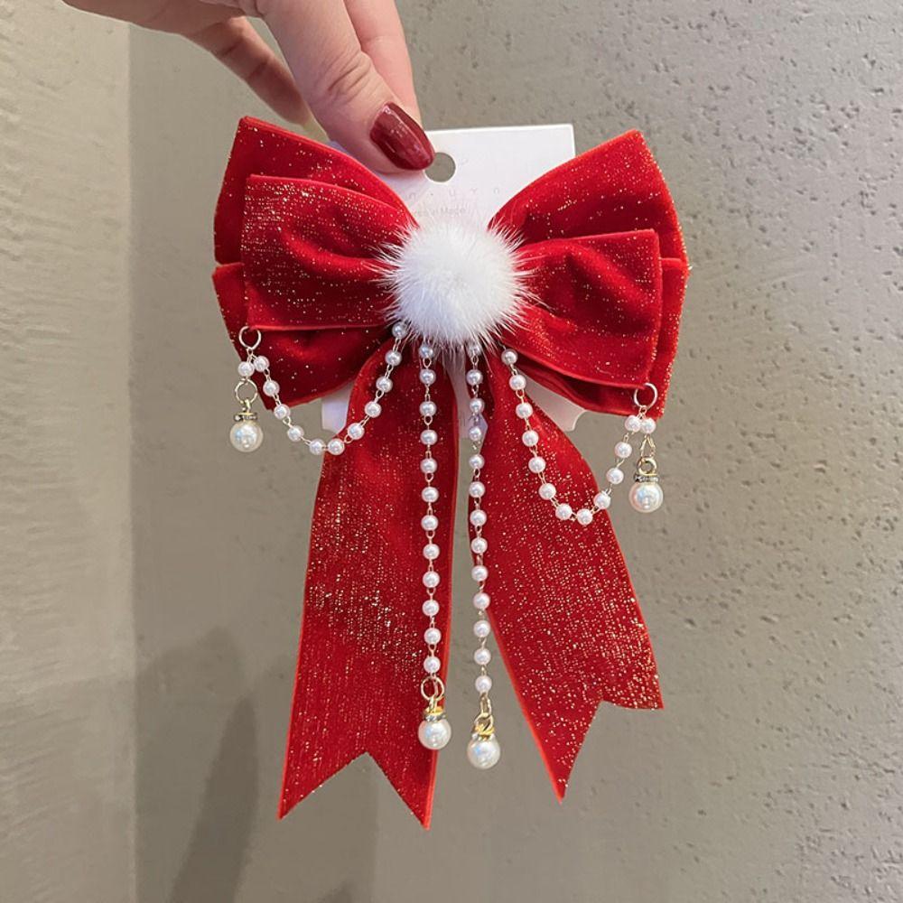 Rabbit Children Red Bow Hairpin Crown Ancient Style Hairpin Lovely Hanfu Hair Sticks Girls