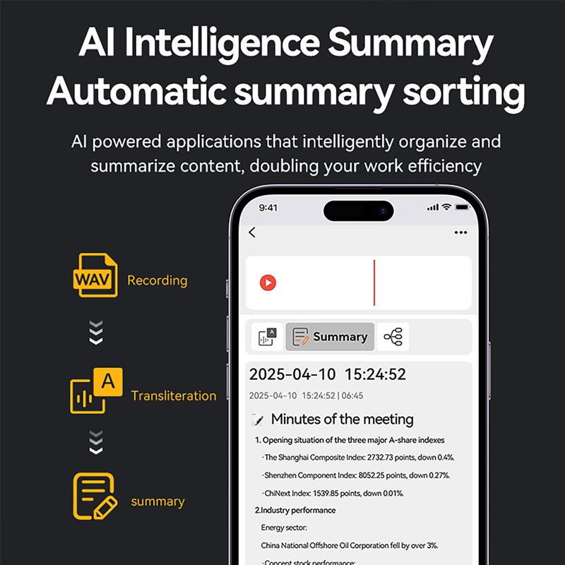 ChatGPT-4 AI Voice Recorder 189 Language Translations Noise Reduction Intelligent Voice Recorder for International Exchange
