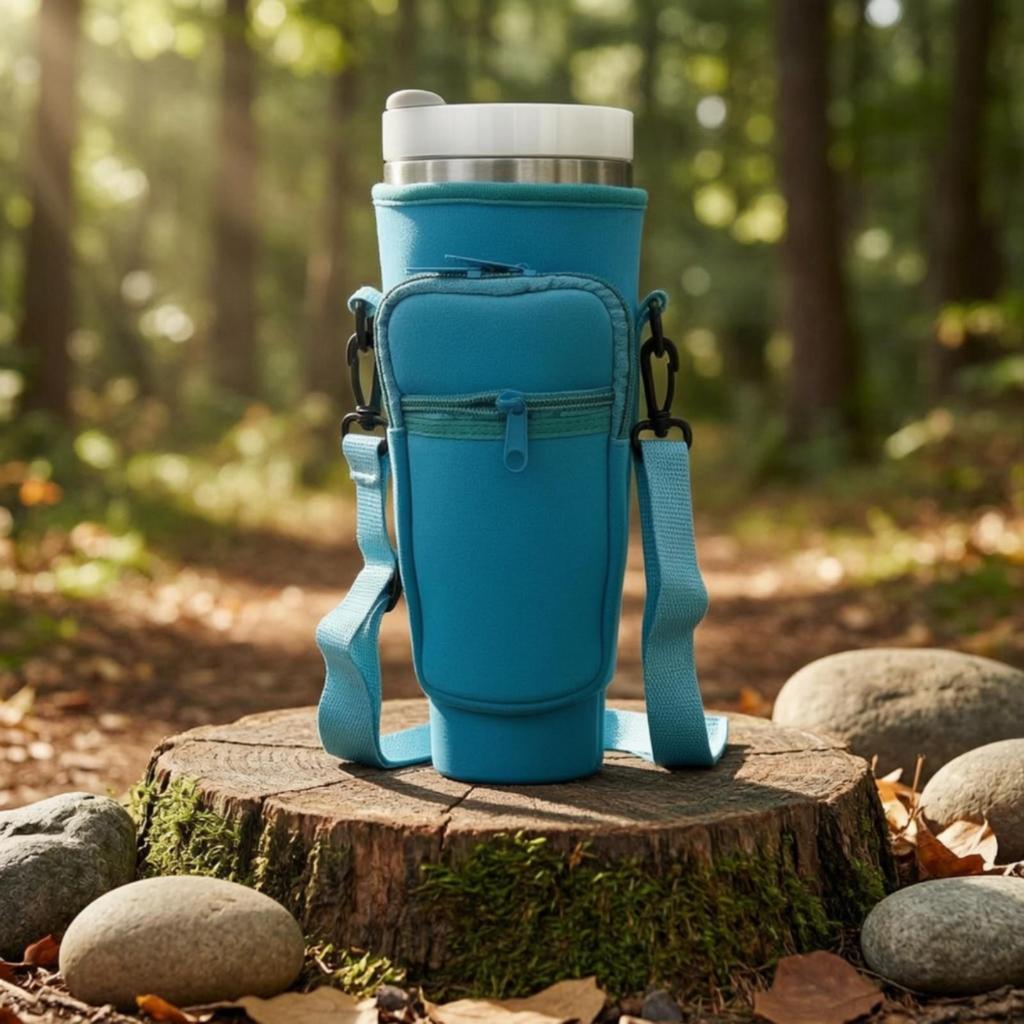 40oz Tumbler Pouch Insulated Neoprene Cup Carrier with Strap Cushioned Protection Bottle