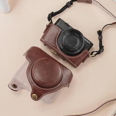 Кожаный чехол для камеры Sony серии RX100 — совместим с RX100M6, RX100 M2, M3, M4, M5A, M5, WX700, HX90 — черный