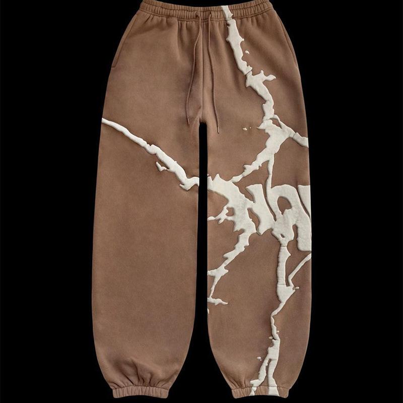 Европейские и американские повседневные брюки в стиле хип-хоп с принтом «волосы-пузыри» для мужчин и женщин Y2K Street