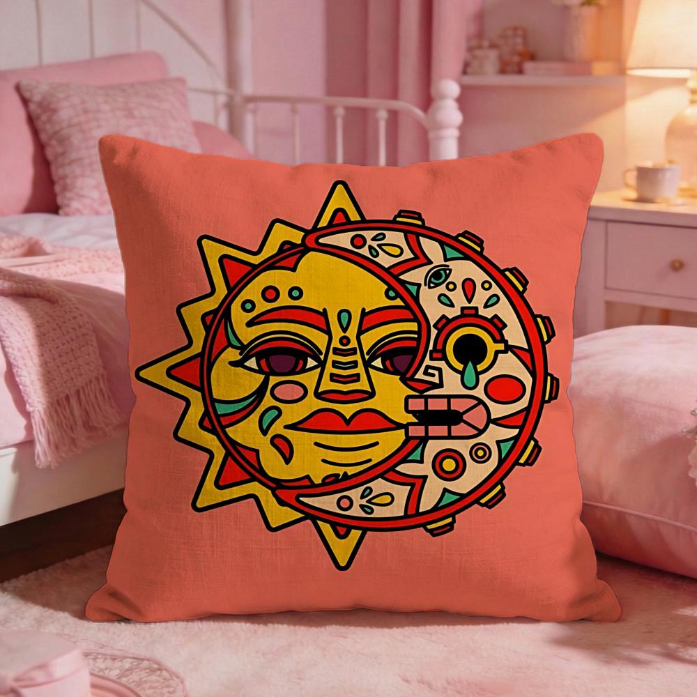 DecorSun FaceS Cushion Cover Premium Comfort Reversible Pillow Cove Two in One Design for Any Room Car Interior