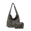 Bag Women'S Fashion Imitation Lamb Plush Large Capacity Shoulder Bag Leopard Print Tote Bag