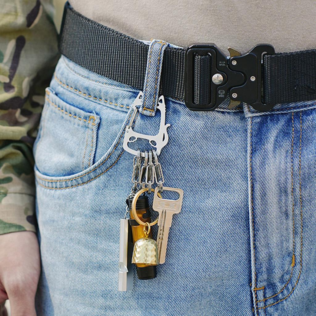 Брелок из нержавеющей стали в виде кота удачи с креативным S-образным крючком, идеально подходящий для путешественников и любителей активного отдыха