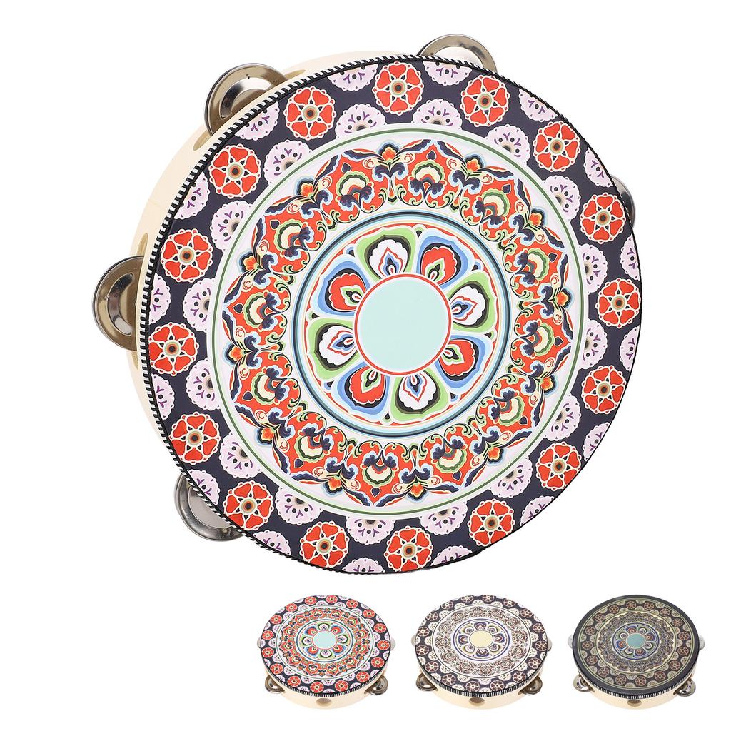 Hand Held Wood Tambourine 8 Inch Jingles Musical Educational Instrument for Adult and Children