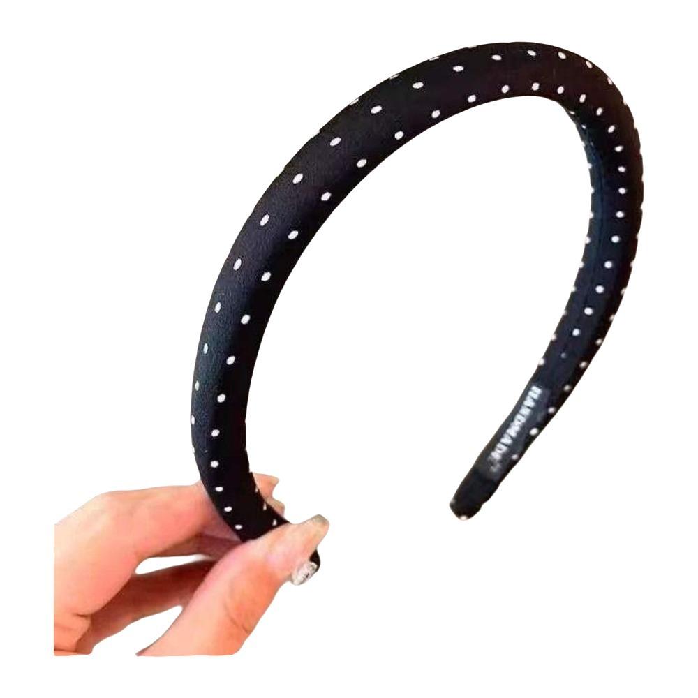 Black White Color Polka Dot Headband Non-Slip Temperament Hair Band Fashion Wide Headband Casual