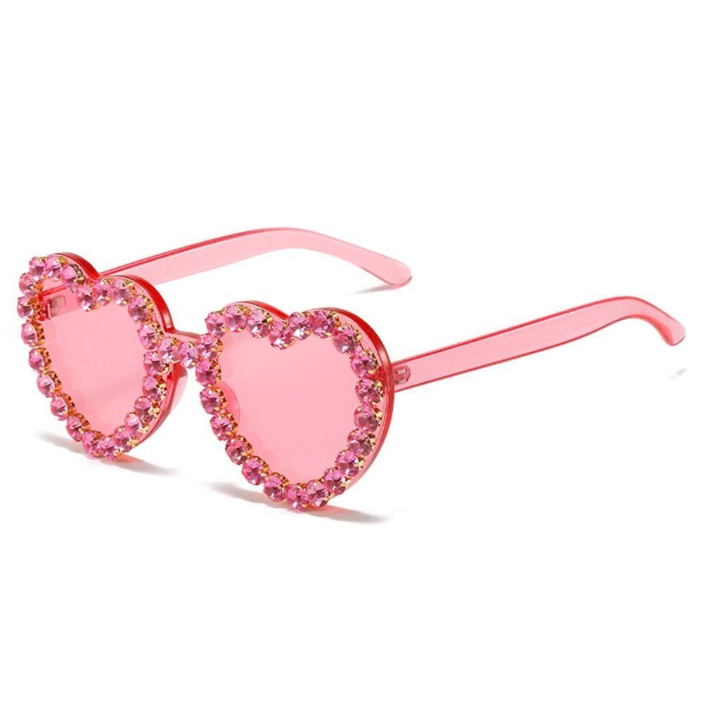 Heart-shaped Frame Rhinestone Decoration Sunglasses Outdoor Photos Decoration Travel Sunglasses Sun-Protective Bride Eyewear