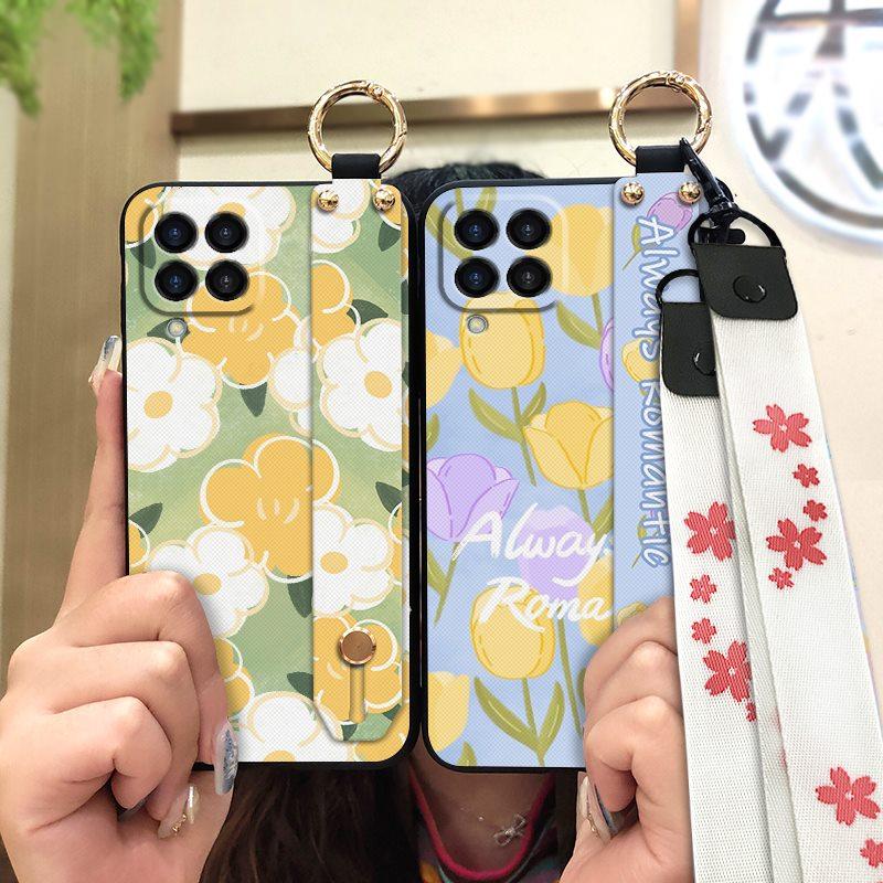 Kickstand Durable Phone Case For Samsung Galaxy M33 5G Global/SM-M336B/DS Anti-dust Oil Painting Flower Fashion Design