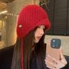 Lace-up Knitted Hat Solid Color Strap Beanies Fashion Knitted Earmuffs Hat  Winter