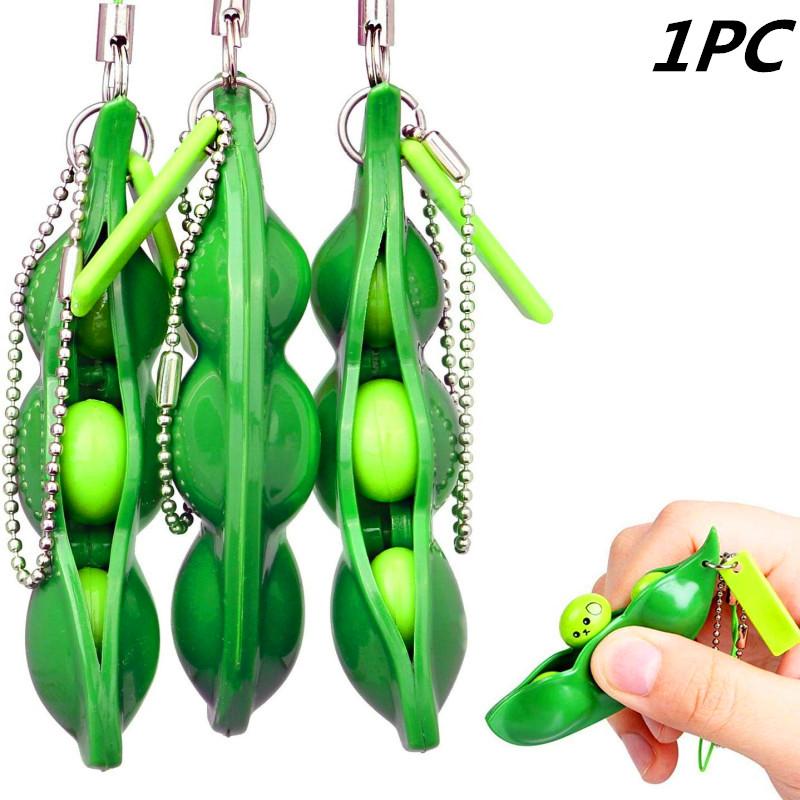 Fidget Toys Decompression Edamame Toys Squishy Squeeze Beans Keychain Cute Stress Adult Toy Rubber Girls Boys Xmas Gift