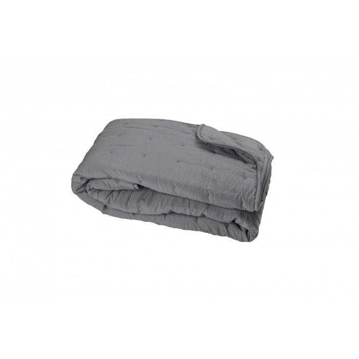 Plaid matelassé aspect lavé-froissé "Angkor" Toison d'Or - Angkor Ardoise - 150 x 200 cm