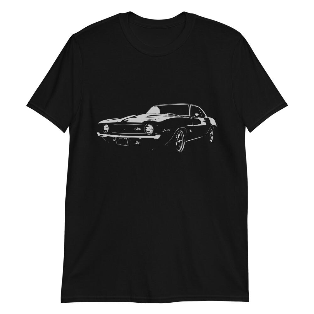 Old Black Camaro Outline Chevy Muscle Car Owner Gift Short-Sleeve Unisex T-Shirt