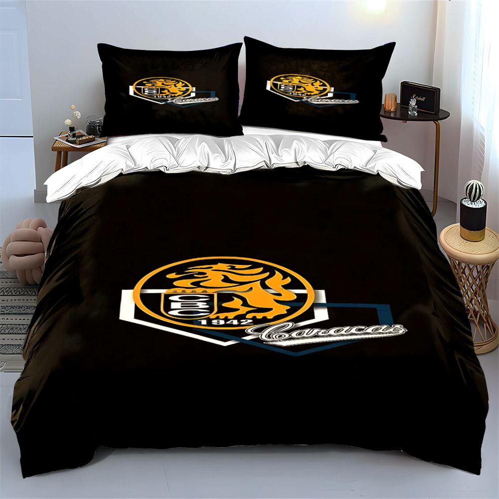 Golden Lion Emblem with Caracas Text Print Bedding Set Duvet Cover Pillowcases (1* Duvet Cover 2* Pillowcases Do Not Include Comforter)