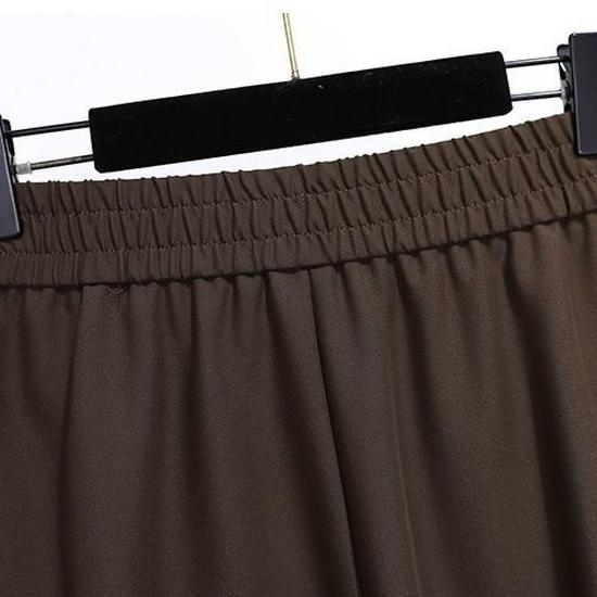 Женская миди-юбка на резинке - Весенне-осенний стиль, повседневный приталенный крой с карманами