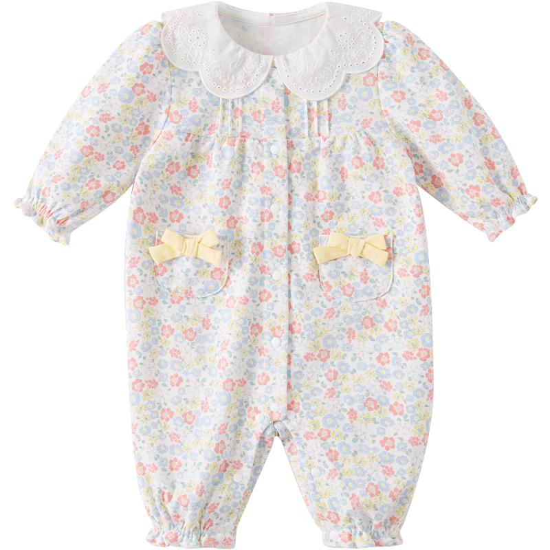 David Bella Baby Girl Floral Print Long-Sleeve Romper