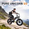 PURE UNICORN U5 City Electric Bike  48V 1000W Motor  48V 19.2Ah Battery  45km/h Max Speed 55-80km Max Range 20 x 4.0" Fat Tires