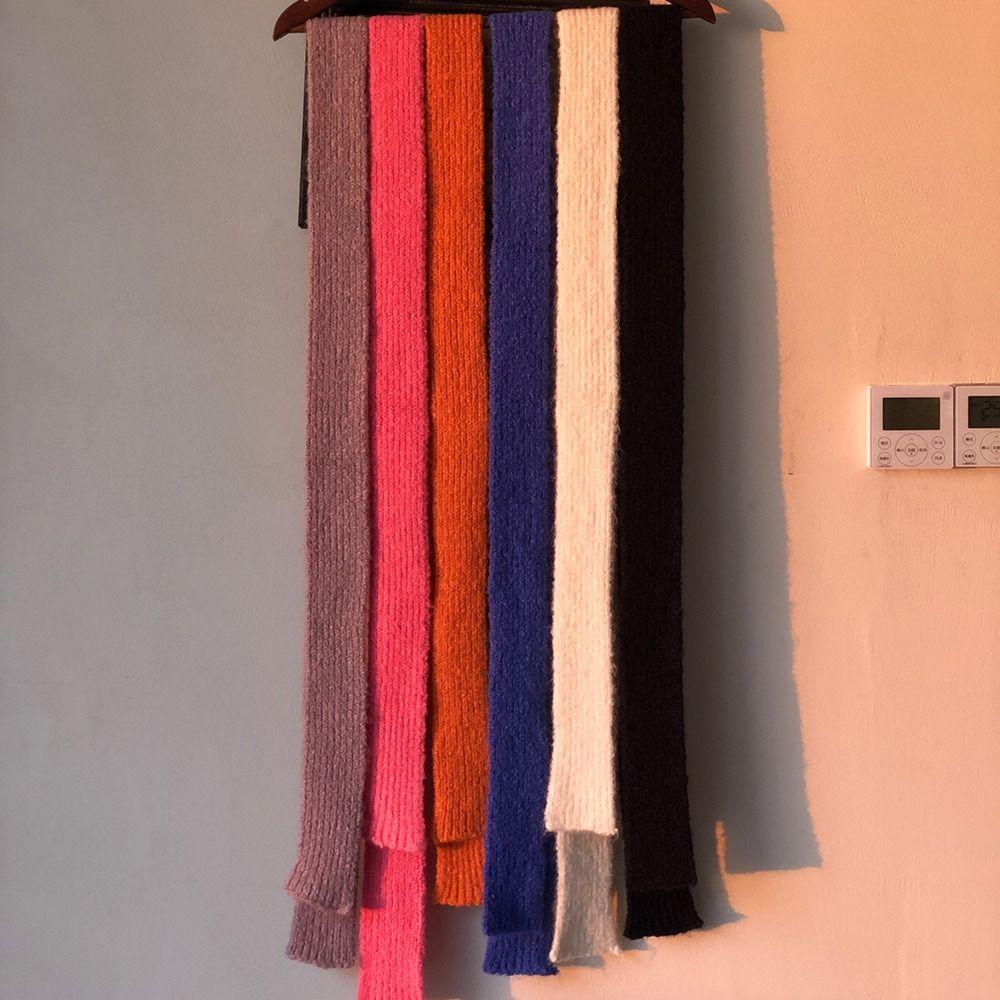 Harajuku Wool Shawl Solid Color Long Narrow Scarves Cute Knitted Scarf Ladies
