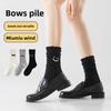 Женские бесшовные носки с бантом на весну и осень, милые носки до середины икры