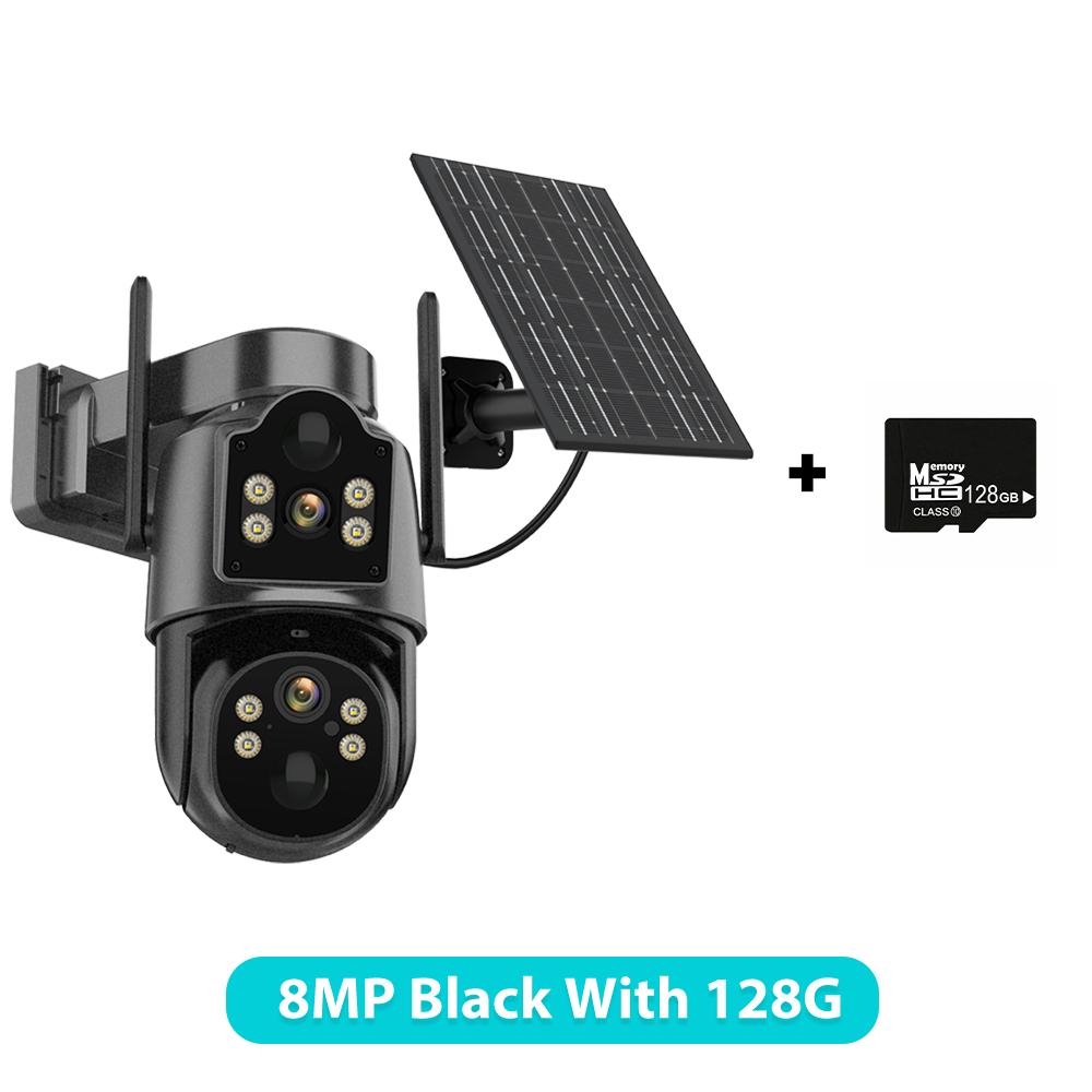 4K 8MP Wireless Solar Camera Outdoor WiFi PTZ Camera Built-in Battery PIR Detection Video Surveillance Long Time Standby