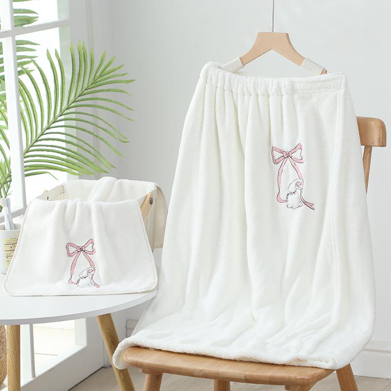 Женское банное полотенце можно носить и оборачивать дома, хлопок, впитывающий, в стиле халата, взрослая банная юбка, набор из трех предметов, новое полотенце