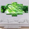 Wall Art Canvas Painting 5 Panel Modular Frame Green Art Tree Sunrise Picture Print On Modern Pictures Home Decor Picture
