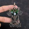 Green Fire Labradorite Gemstone Pendant Copper Wire Wrapped Handmade Pendant Rainbow Moonstone Jewelry Deer Face Pendant Copper Wire Jewelry