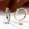 Rainbow Zircon Hoop Earring Multicolor Rhinestone Round Earrings For Women Champagne Gold  Color Wedding Jewelry Accessory