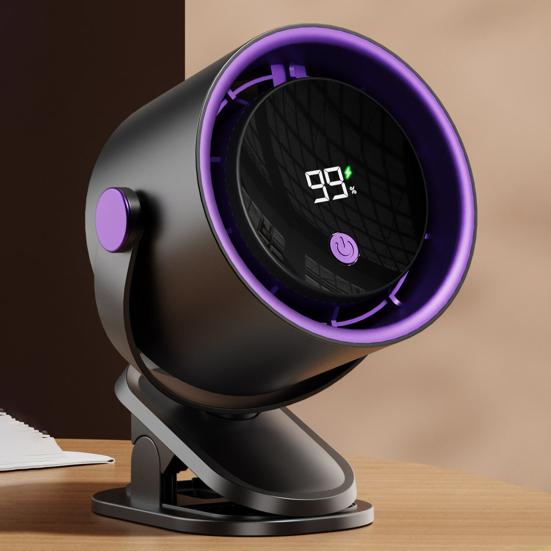 Настольный вентилятор с цифровым дисплеем, 100 скоростей, сильный воздушный поток, низкий уровень шума, 360-градусное вращение