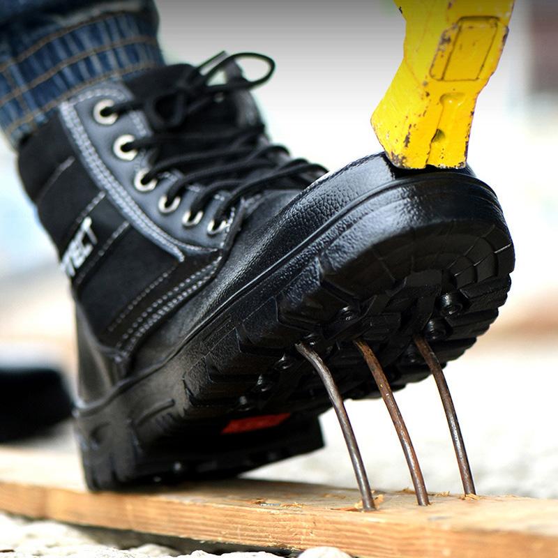 Зимние теплые высокие мужские ботинки, противоударные и антипрокольные рабочие ботинки, удобные бархатные противохолодные хлопковые ботинки для улицы