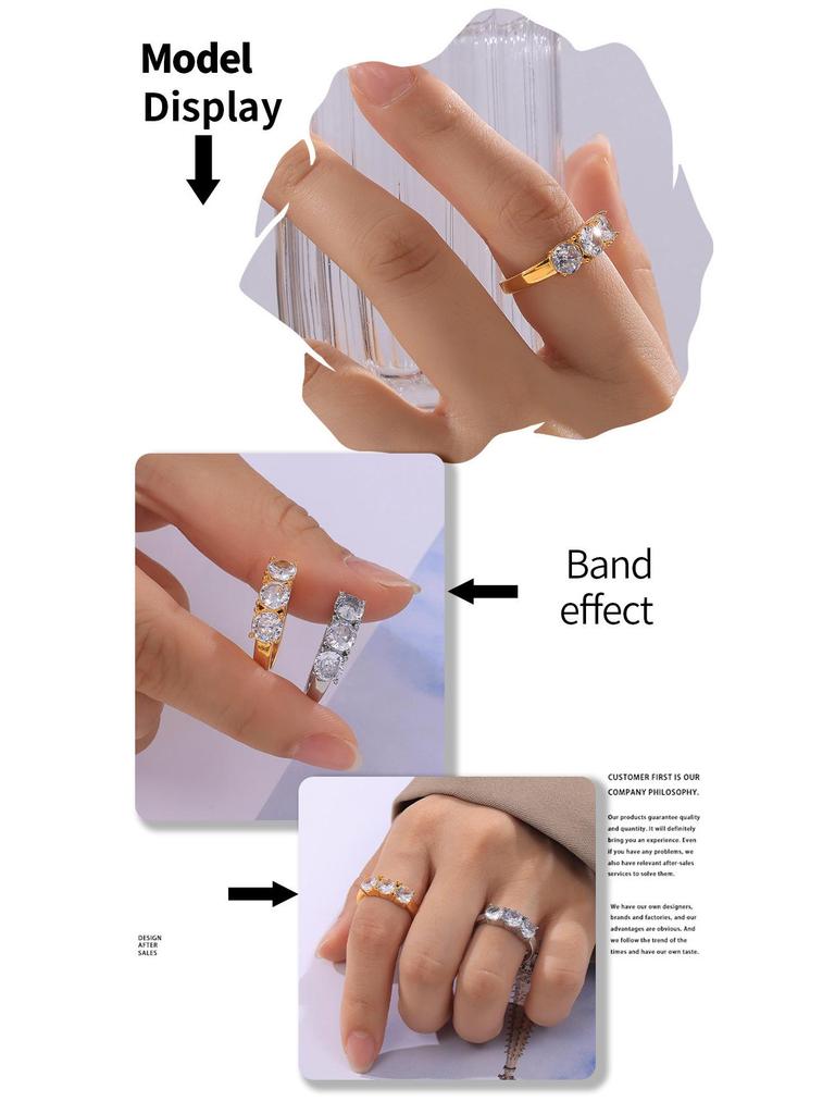 Кольцо из титановой стали с геометрическим узором и микробриллиантами в стиле ретро с покрытием из 18-каратного золота — стиль Chic All-Match