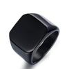 [ALOHAMONI] Seal Stand Ring Surgical Stainless Steel Matte Processing Hair Line Mat Finishing Seal Stand Stamp Ring Signet Square Ring Men's (black,