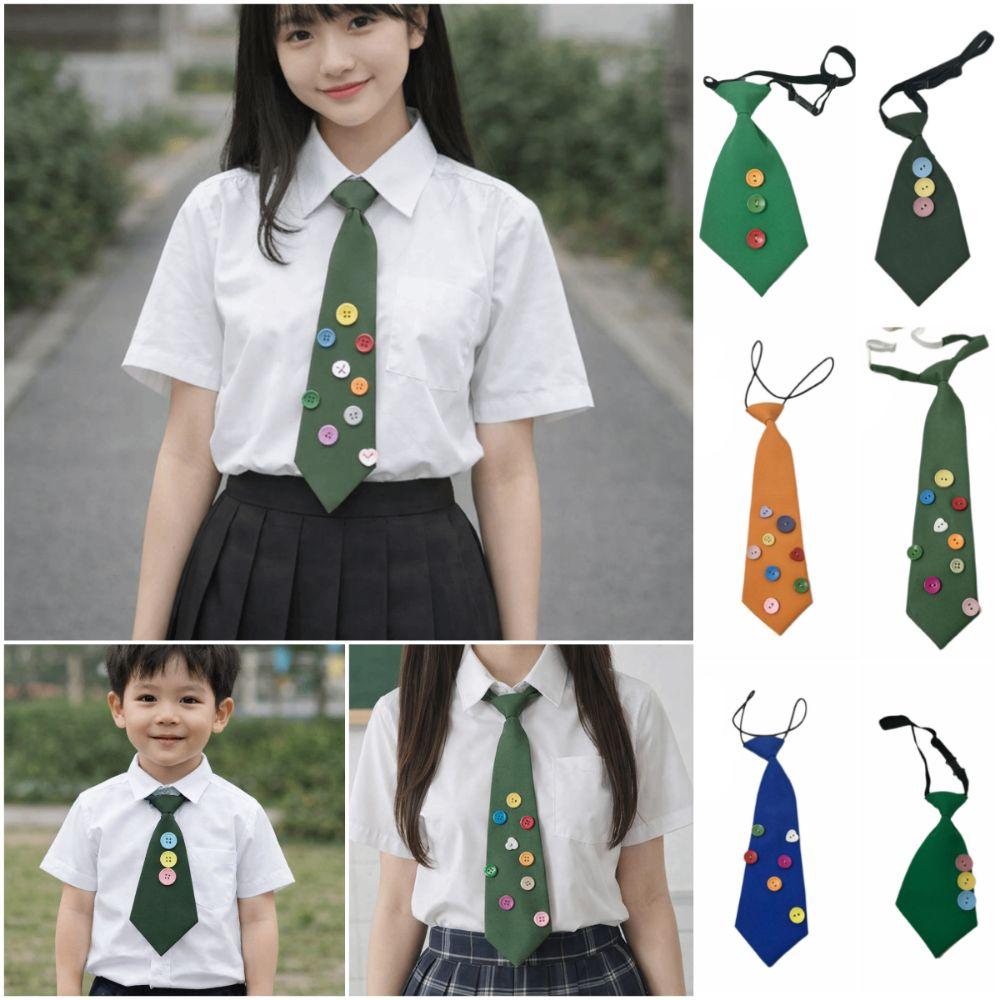 Multicolor Lazy Neckties Colorful Buttons Rubber Band Tie Creative Shirt Tie School Uniform