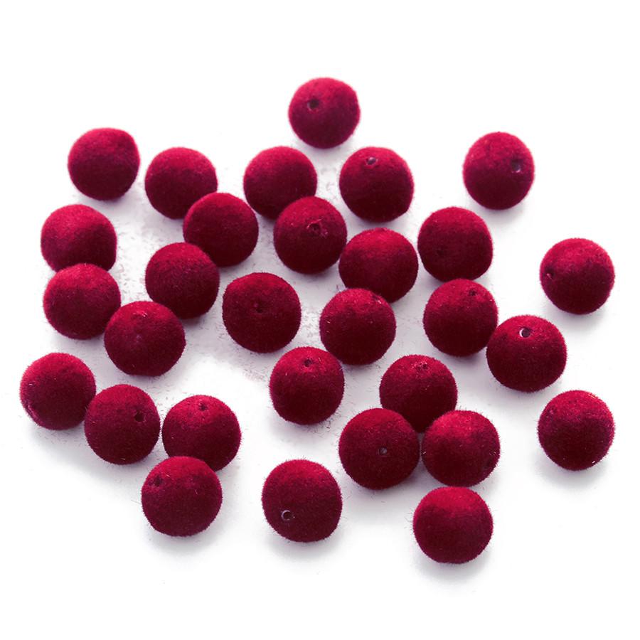 100pcs 8mm Round Beads Pompom Velvet Fabric Resin Loose Spacer Bead Hole 1mm for Necklace Bracelet DIY Jewelry Findings