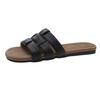 Flat Bottom Woven Hollow One-word Drag Women's Outer Wear New Summer Skirt Soft Bottom Beach Roman Cool Slippers