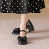Mary Jane Women's Shoes Summer New Versatile Thick Heel High Heel Pearl Temperament Bow Shoes