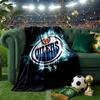 Edmonton Oilers Emblem Throws Blanket Flannel Blankets Plush for Couch Bed Gifts for Men Women Travel picnic blanket Christmas fan gifts