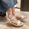 Летние новые стильные легкие туфли с открытым носком и круглым носком, модные римские туфли на высоком каблуке, женские элегантные повседневные босоножки на танкетке, женская обувь
