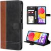 Semi-rigid Case for Samsung Galaxy M13 - BOOLING - Magnetic Closure In Brown and Black PU Leather
