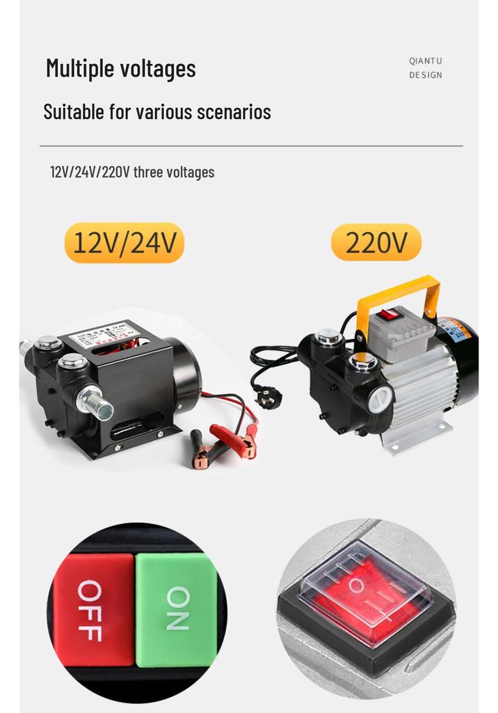 High-Power Diesel Electric Self-Priming Oil Transfer Pump, 12V/24V/220V, 550W Vehicle-Mounted Fuel Dispenser
