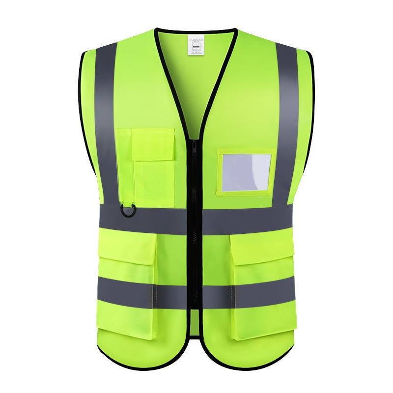 Reflective Multi-Pocket Safety Vest for Construction, Sanitation, and Traffic.